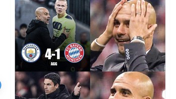 City sedang gembira setelah berhasil menyingkirkan Bayern Munich di Liga Champions dan sekarang melihat Arsenal kembali imbang. Foto: Twitter