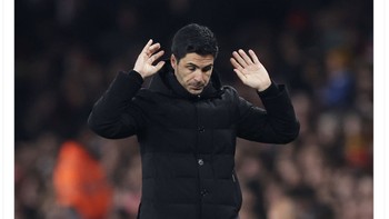 Arteta tentu cemas karena City berpotensi menyalip mereka. Foto: Twitter