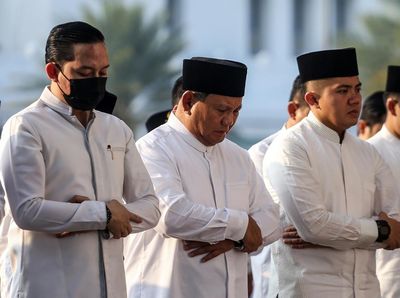 Prabowo Salat Idul Fitri di Masjid Al Azhar Jaksel