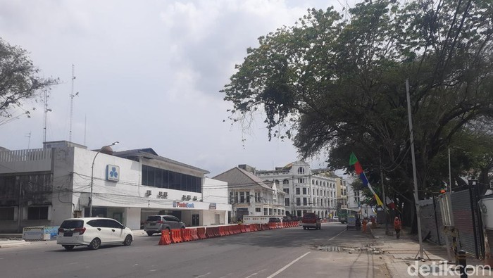 Suasa titik nol Kota Medan yang sepi di H+2 Lebaran (Raja Malo Sinaga/detikSumut)