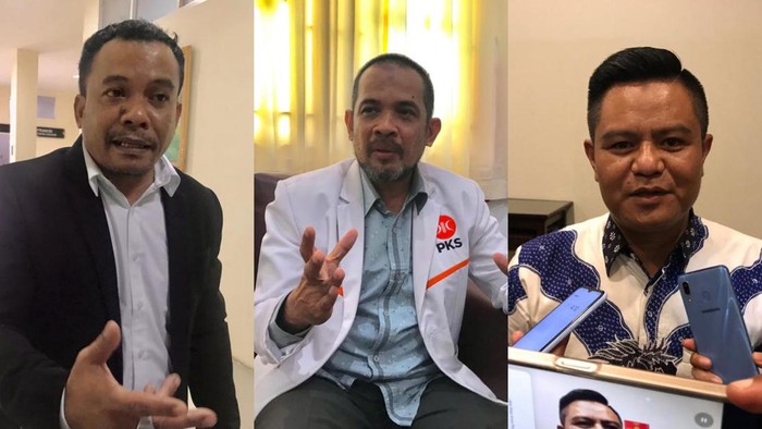 Kolase foto Sekretaris DPW NasDem NTB Wahijan (kiri) Ketua DPW PKS NTB Yek Agil (tengah) Ketua DPD Demokrat NTB Indra Jaya Usman (kanan).