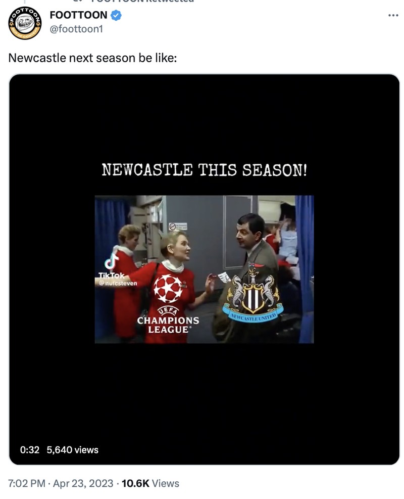 Meme Newcastle vs Tottenham.