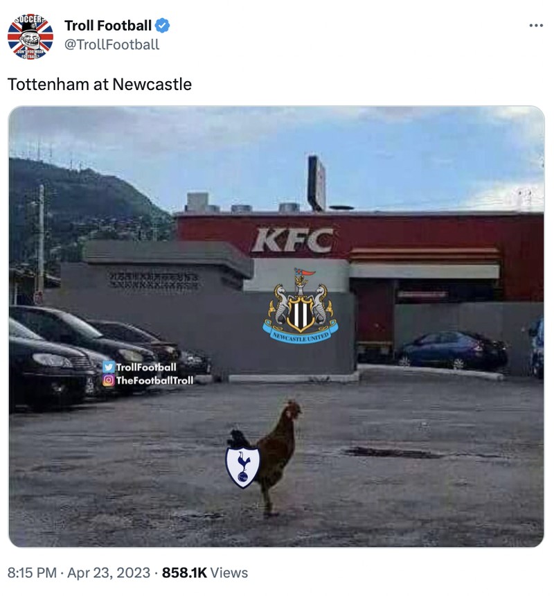Meme Newcastle vs Tottenham.