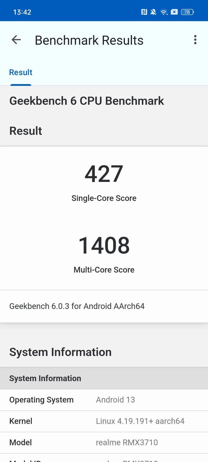 Hasil benchmark Realme C55