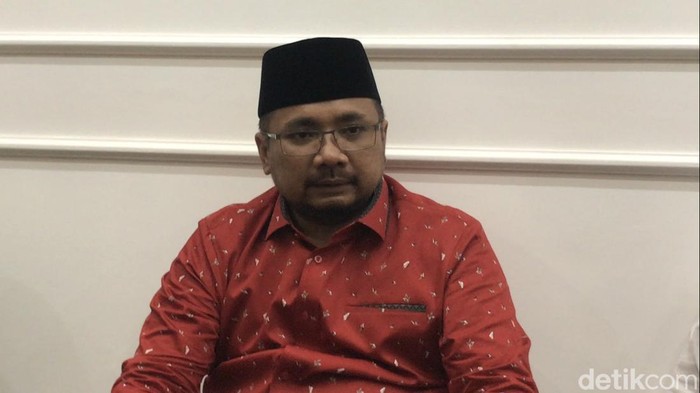 Ketua Umum Gerakan Pemuda (GP) Ansor Yaqut Cholil Qoumas di Leteh, Rembang, Selasa (25/4/2023).
