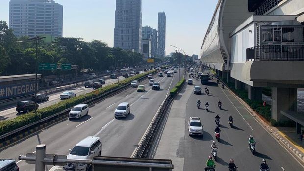 Jl Gatsu arah Semanggi Lancar (Mulia Budi-detikcom)