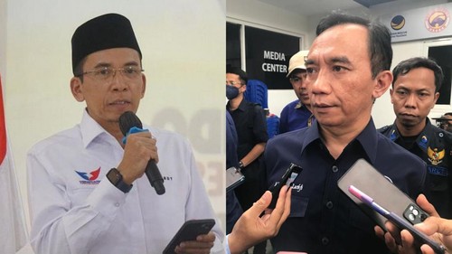 Ketua Harian Nasional DPP Partai Perindo Tuan Guru Bajang (TGB) HM Zainul Majdi (kiri) dan Kakak Kandungnya yang juga anggota DPR RI fraksi Partai NasDem HM Syamsul Luthfi. (Helmy Akbar / detikBali)