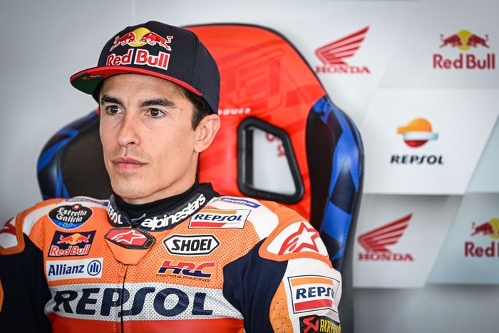PORTIMAO, ALGARVE, PORTUGAL - MARCH 25: Marc Marquez of Spain in the Repsol Honda Team box during the MotoGP Of Portugal - Qualifying at Autodromo Internacional do Algarve on March 25, 2023 in Portimao, Algarve, Portugal. (Photo by Octavio Passos/Getty Images)