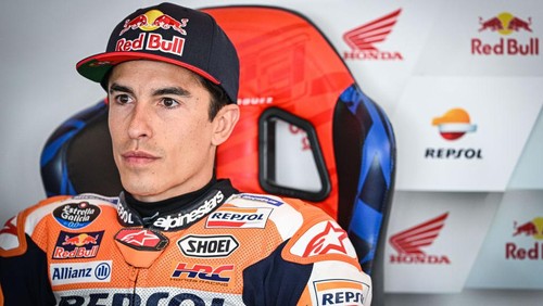 PORTIMAO, ALGARVE, PORTUGAL - MARCH 25: Marc Marquez of Spain in the Repsol Honda Team box during the MotoGP Of Portugal - Qualifying at Autodromo Internacional do Algarve on March 25, 2023 in Portimao, Algarve, Portugal. (Photo by Octavio Passos/Getty Images)