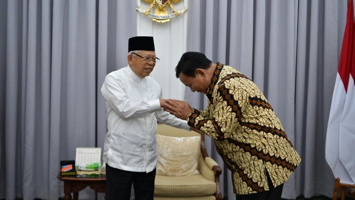 Wapres Maruf Amin menerima kunjungan Menhan Prabowo Subianto usai Lebaran 2023 (dok.Setwapres)