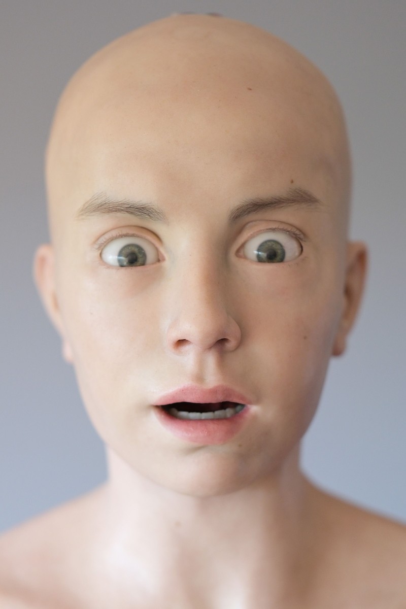 PISA, ITALY - APRIL 26: A portrait of the humanoid robot Abel at the Pisa University on April 26, 2023 in Pisa, Italy. The humanoid robot Abel has been created by bioengineers at the Pisa University and Gustav Hegel, an FX artist from Biomimic company, to read human emotions and ultimately become a companion for people with autism or Alzheimer's. Abel is the first example of a highly realistic humanoid robot capable of exploiting artificial intelligence and managing it within a social context, considering the emotions of his interlocutors.  (Photo by Vittorio Zunino Celotto/Getty Images)