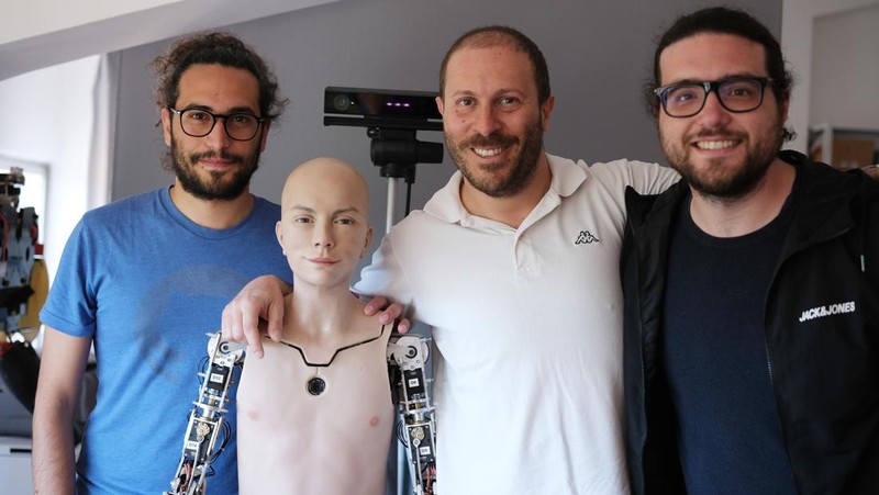 PISA, ITALY - APRIL 26: A portrait of the humanoid robot Abel at the Pisa University on April 26, 2023 in Pisa, Italy. The humanoid robot Abel has been created by bioengineers at the Pisa University and Gustav Hegel, an FX artist from Biomimic company, to read human emotions and ultimately become a companion for people with autism or Alzheimer's. Abel is the first example of a highly realistic humanoid robot capable of exploiting artificial intelligence and managing it within a social context, considering the emotions of his interlocutors.  (Photo by Vittorio Zunino Celotto/Getty Images)
