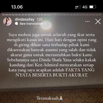 Curhatan Dinda Safay soal kasus penganiayaan terhadap adiknya Ken Admiral oleh anak AKBP Achiruddin. (Foto: Istimewa)