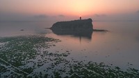 Pemandangan udara dari bagian Danau Poyang di Jiujiang, Provinsi Jiangxi, China, Selasa (26/4/2023).  