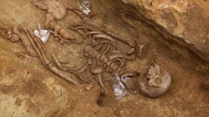 PARIS, FRANCE - APRIL 21: A view of an excavation site where archeologists unearth 50 graves in an ancient necropolis just meters away from the busy Port-Royal train station in Paris, France on April 21, 2023. The ancient site offers a rare glimpse of life in the modern-day French capital's predecessor, Lutetia, nearly 2,000 years ago. The 