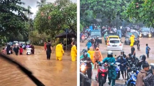 Wilayah Senggigi saat banjir, Kamis (27/4/2023).