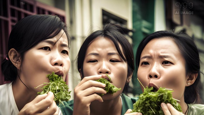 Gambar AI Lomba Makan Daun Ketumbar