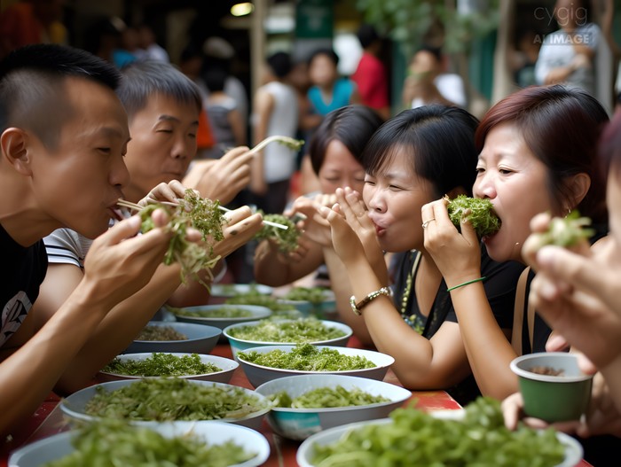 Gambar AI Lomba Makan Daun Ketumbar