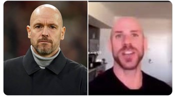 Meme pelatih Erik Ten Hag jadi aktor porno Johnny Sins, karena taktiknya dinilai memble pasca Carabao Cup. Foto: (Twitter)