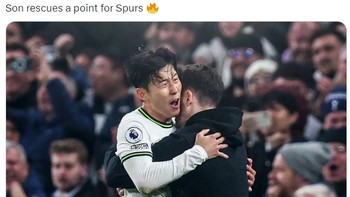 Son dapat pujian karena menyelamatkan Spurs dari kekalahan. Spurs jadi trending topic dengan 80.200 tweet. Foto: (Twitter)