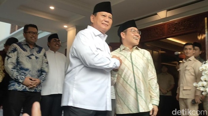 Prabowo dan Cak Imin bertemu pada Jumat (28/4/2023) sore. (Dwi Rahmawati/detikcom).