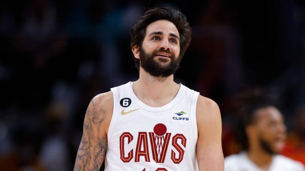 ATLANTA, GA - MARCH 28: Ricky Rubio #13 of the Cleveland Cavaliers reacts after being called for a foul during the second half against the Atlanta Hawks at State Farm Arena on March 28, 2023 in Atlanta, Georgia. NOTE TO USER: User expressly acknowledges and agrees that, by downloading and or using this photograph, User is consenting to the terms and conditions of the Getty Images License Agreement. (Photo by Todd Kirkland/Getty Images)
