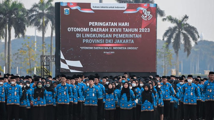 Pj Gubernur DKI Heru Budi Hartono di Hari Otonomi Daerah 2023. (Dok Pemprov DKI)