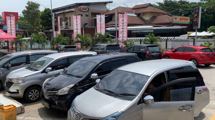 Rest Area Km 62 Tol Cikampek arah Jakarta, Sabtu (29/4/2023).