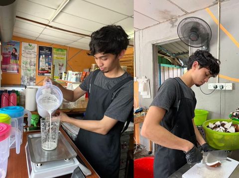 Foto pria yang mengalami kerugian usaha santan 100 kg yang sudah menghabiskan 400-500 butir kelapa.