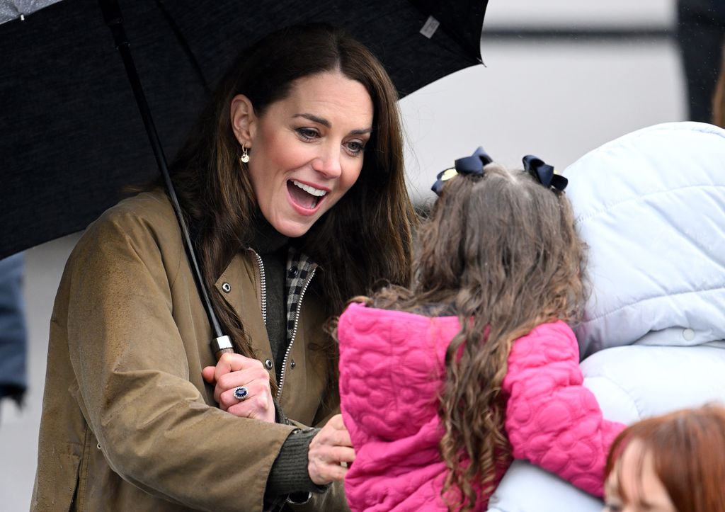 MERTHYR TYDFIL, WALES - APRIL 27: Catherine, Princess of Wales visits Dowlais Rugby Club during a 2 day visit to Wales on April 27, 2023 in Merthyr Tydfil, Wales. The Prince and Princes of Wales are visiting the country to celebrate the 60th anniversary of Central Beacons Mountain Rescue and to meet members of local communities. (Photo by Karwai Tang/WireImage)