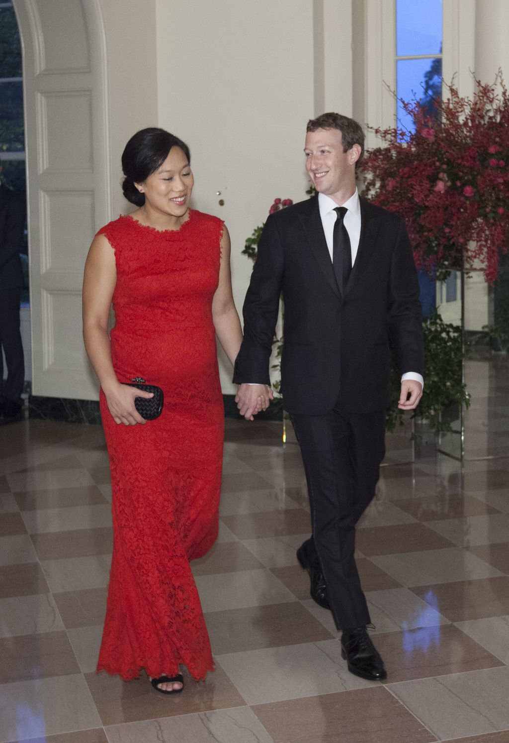 WASHINGTON, DC - SEPTEMBER 25:  Facebook CEO Mark Zuckerberg and Dr. Priscilla Chan arrive for a state dinner in honor of Chinese President President Xi Jinping and his wife Peng Liyuan at the White House September 25, 2015in Washington, DC. Xi arrived in Washington, the second stop of his state visit to the United States, on Thursday after a busy two-and-a-half-day stay in Seattle.  (Photo by Chris Kleponis-Pool/Getty Images)