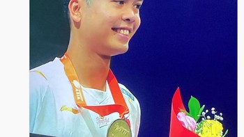 Ramai ucapan selamat kepada Ginting setelah menjawarai Badminton Asia Champhionships 2023.  Foto: Twitter