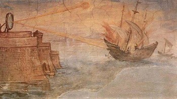 Jika sumber kuno dapat dipercaya, mesin mematikan yang dirancang oleh Archimedes membantu menjaga kota Syracuse aman dari invasi angkatan laut dan benar-benar mengejutkan. Salah satunya adalah cakar besi untuk mengangkat kapal keluar dari air; yang lainnya bahkan lebih luar biasa. Nama yang luar biasa sinar kematian adalah serangkaian cermin yang dirancang untuk membelokkan sinar matahari ke kapal musuh dan menyebabkannya terbakar. Foto: Weird History