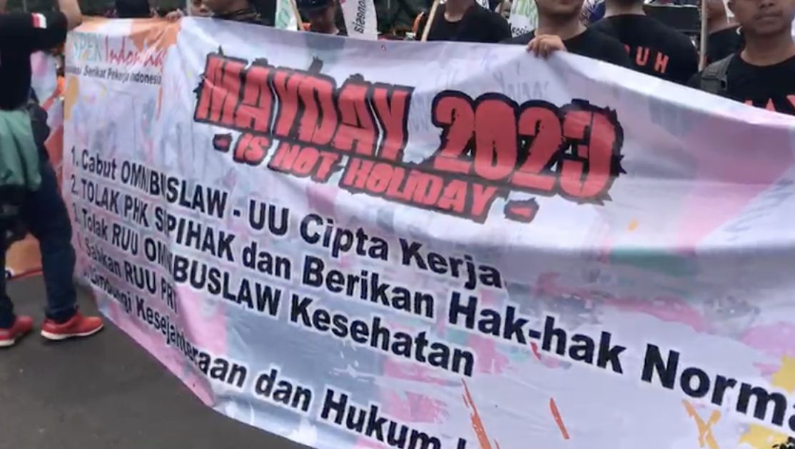 Aksi Hari Buruh di Banda Jakarta. Ist
