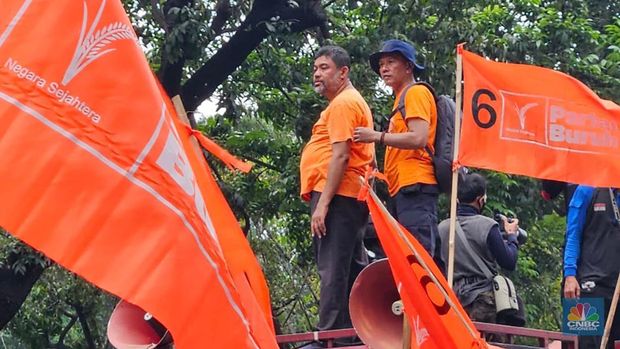 Demo buruh akan berlangsung di Jakarta, Senin (1/5/2023), guna memperingati hari buruh atau Mei Day. (վ/Emir Yanwardhana)