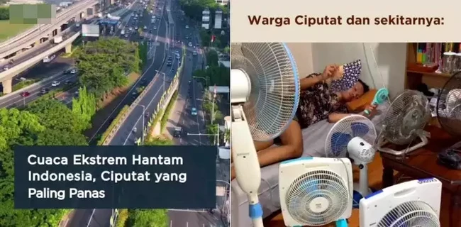 Dear warga Ciputat dan sekitarnya, apa benar kalian mendadak jadi seperti jualan kipas angin karena udara panas yang ekstrem ini? Foto: Instagram/@dagelan