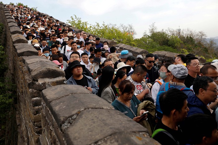 People visit the Mutianyu section of the Great Wall, during the five-day Labour Day holiday in Beijing, China April 30, 2023. REUTERS/Florence Lo