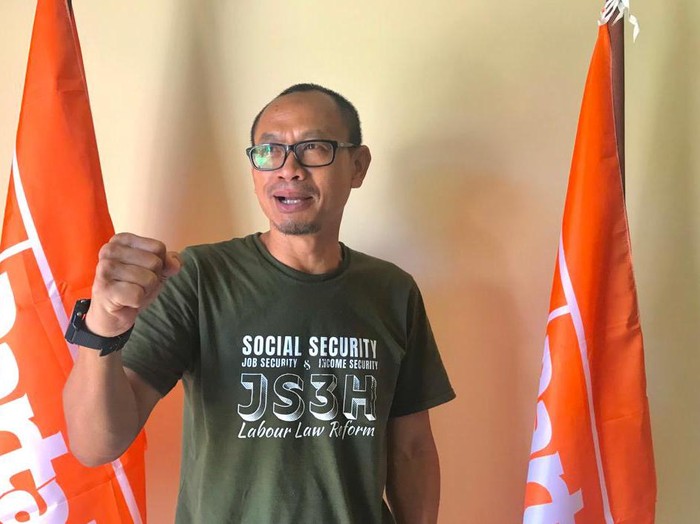 Ketua Komite Eksekutif Partai Buruh Provinsi NTB, Lalu Wira Sakti saat ditemui di Kantor Partai Buruh NTB di Mataram.