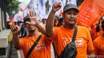Penampakan Massa Demo May Day Long March di Jakarta