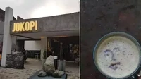 Kafe dengan tampilan bangunan yang menjanjikan ini membuat pelanggannya menaruh harapan besar. Setelah racikan kopinya disajikan ternyata bentuk latte artnya kacau. Foto: Twitter/nocontextwarung