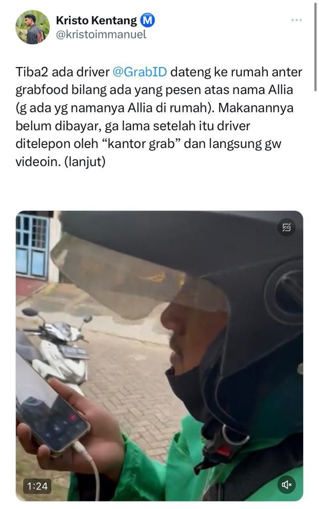 Kristo Immanuel bantu tebus pesanan makanan dari driver ojol yang kena order fiktif