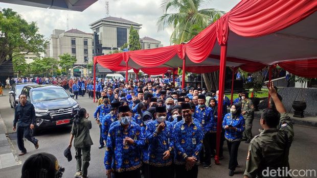 Suasana halalbihalal di Pemprov Jateng, Selasa (2/5/2023)