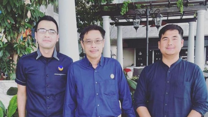 Anggota DPRD Sumut, Aulia Agsa (paling kanan) bersama Ketua NasDem Sumut Iskandar dan Ketua NasDem Medan, Afif Abdillah saat berada di DPP NasDem Jakarta. (Foto: Istimewa)