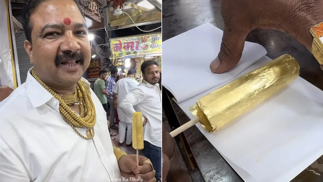 Pedagang es krim India pakai lapisan emas