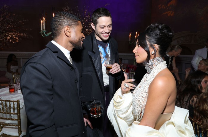 NEW YORK, NEW YORK - MAY 01: (L-R) Usher, Pete Davidson and Kim Kardashian attend The 2023 Met Gala Celebrating 