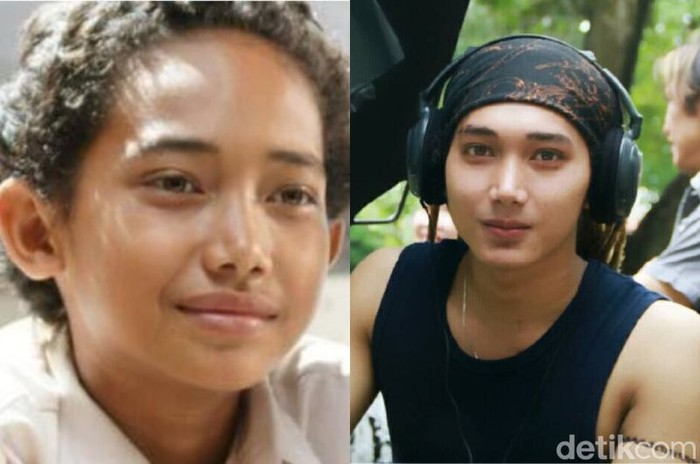 Potret pemeran Ikal Laskar Pelangi saat kecil dan dewasa.