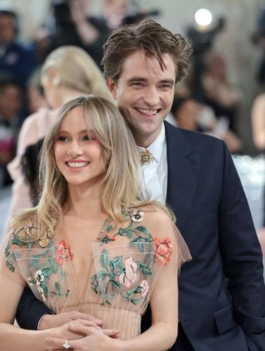 Robert Pattinson and Suki Waterhouse at the 2023 Met Gala: Karl Lagerfeld: A Line of Beauty held at the Metropolitan Museum of Art on May 1, 2023 in New York, New York. (Photo by Lexie Moreland/WWD via Getty Images)