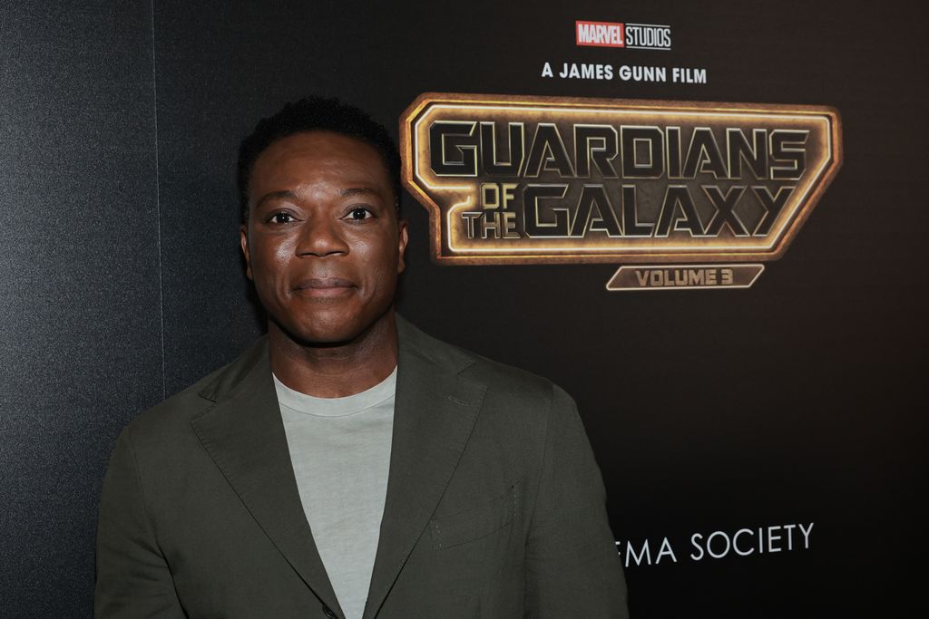 Chukwudi Iwuji menghadiri pemutaran Guardians of the Galaxy Vol. 3 di New York.