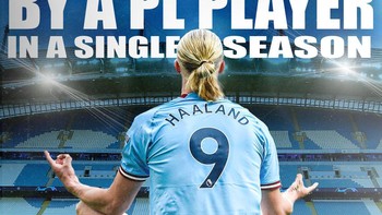 Erling Haaland membuat rekor baru di Liga Inggris. Dia menjadi pencetak gol terbanyak dalam satu musim selama sejarah Premier League. Foto: Twitter