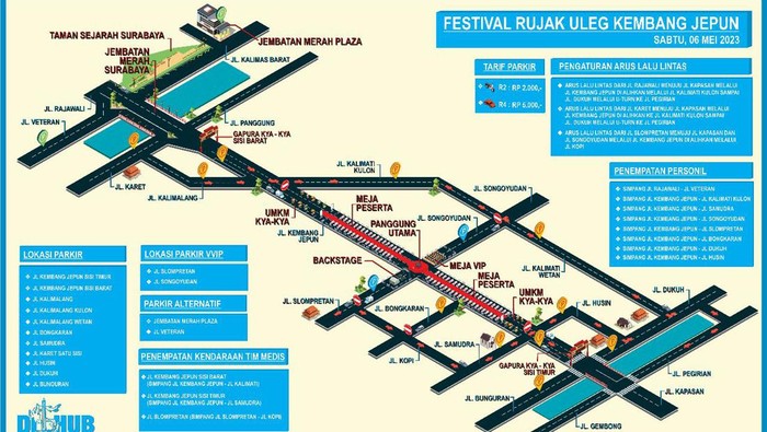 Rekayasa lalu lintas saat pelaksanaan Festival Rujak Uleg Surabaya.
